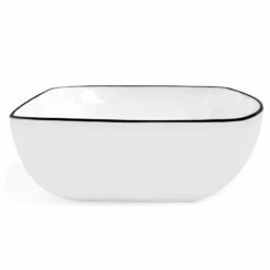 Vasque à Poser 58 X 41 Cm Rectangulaire, Céramique, Blanc Brillant Et Liseré Noir, Made In France, Fil -Produits De Salle De Bain Soldes 2024 vasque a poser 58 x 41 cm rectangulaire ceramique blanc brillant et lisere noir made in france fil 1