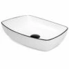 Vasque à Poser 58 X 41 Cm Rectangulaire, Céramique, Blanc Brillant Et Liseré Noir, Made In France, Fil -Produits De Salle De Bain Soldes 2024 vasque a poser 58 x 41 cm rectangulaire ceramique blanc brillant et lisere noir made in france fil