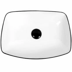 Vasque à Poser 58 X 41 Cm Rectangulaire, Céramique, Blanc Brillant Et Liseré Noir, Made In France, Fil -Produits De Salle De Bain Soldes 2024 vasque a poser 58 x 41 cm rectangulaire ceramique blanc brillant et lisere noir made in france fil 3