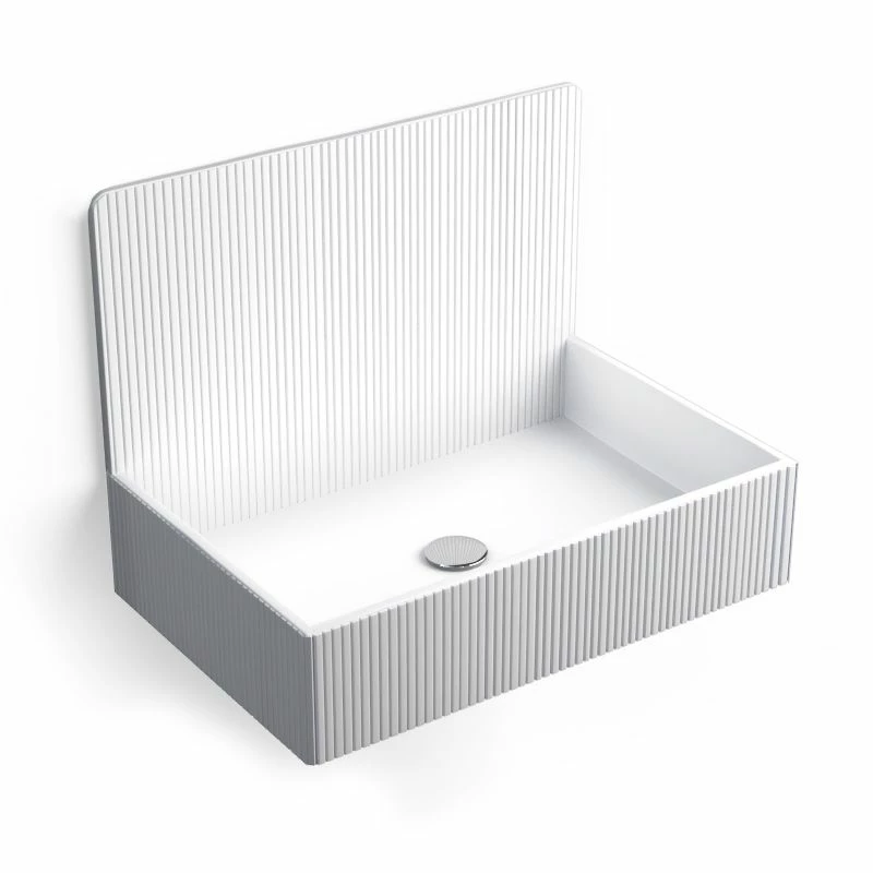 Vasque à Poser 60x38 Cm, Aspect Béton Blanc, Roneo 3 Vasque à Poser 60x38 Cm, Aspect Béton Blanc, Roneo