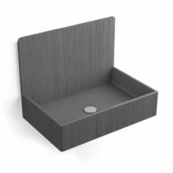 Vasque à Poser 60x38 Cm, Aspect Béton Gris, Roneo