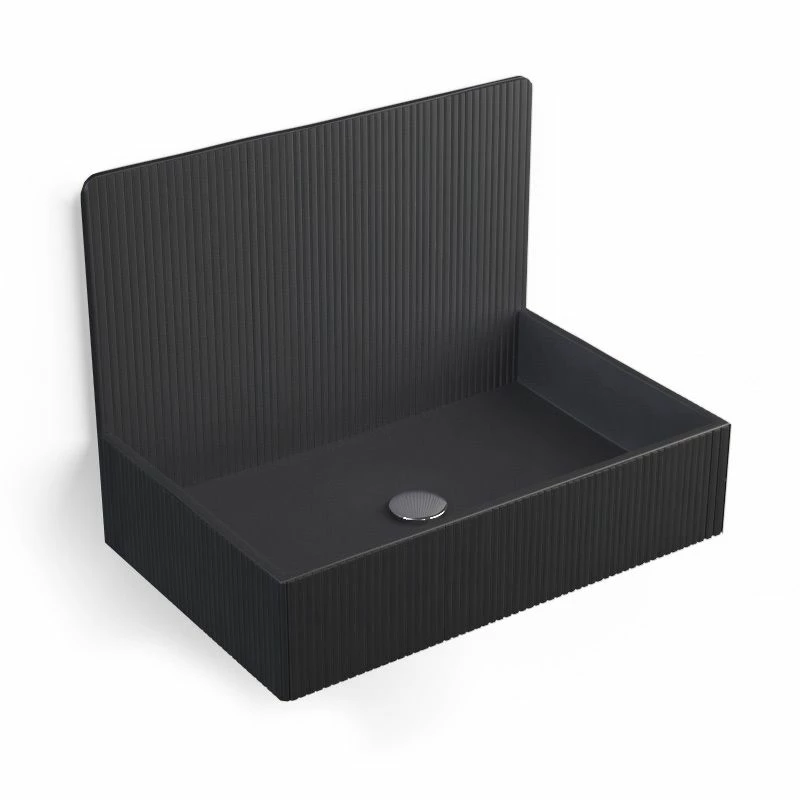 Vasque à Poser 60x38 Cm, Aspect Béton Noir, Roneo 3 Vasque à Poser 60x38 Cm, Aspect Béton Noir, Roneo
