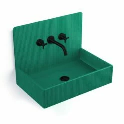 Vasque à Poser 60x38 Cm, Aspect Béton Vert, Roneo -Produits De Salle De Bain Soldes 2024 vasque a poser aspect beton vert 60cm roneo 1