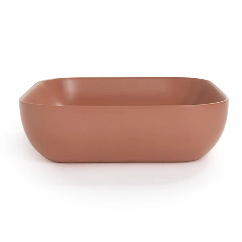 Vasque à Poser 41 X 41 Cm Carrée, Céramique, Brique, Made In France, Desvres 4 Vasque à Poser 41 X 41 Cm Carrée, Céramique, Brique, Made In France, Desvres – Image 2