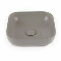 Vasque à Poser 41 X 41 Cm Carrée, Céramique, Gris Mat, Made In France, Desvres -Produits De Salle De Bain Soldes 2024 vasque a poser carree 41 x 41 cm ceramique gris mat made in france desvres 2