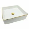 Vasque à Poser 41x41 Cm, En Céramique, Blanc Et Liseré Doré - Chic Gold 2 Vasque à Poser 41x41 Cm, En Céramique, Blanc Et Liseré Doré - Chic Gold -Produits De Salle De Bain Soldes 2024 vasque a poser en ceramique blanc et lisere dore 41x41 cm chic gold