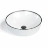 Vasque à Poser Ø41 Cm, En Céramique, Blanc Et Liseré Noir - Chic -Produits De Salle De Bain Soldes 2024 vasque a poser en ceramique blanc et lisere noir o41 cm chic