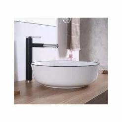 Vasque à Poser Ø41 Cm, En Céramique, Blanc Et Liseré Noir - Chic 8 Vasque à Poser Ø41 Cm, En Céramique, Blanc Et Liseré Noir - Chic -Produits De Salle De Bain Soldes 2024 vasque a poser en ceramique blanc et lisere noir o41 cm chic 2
