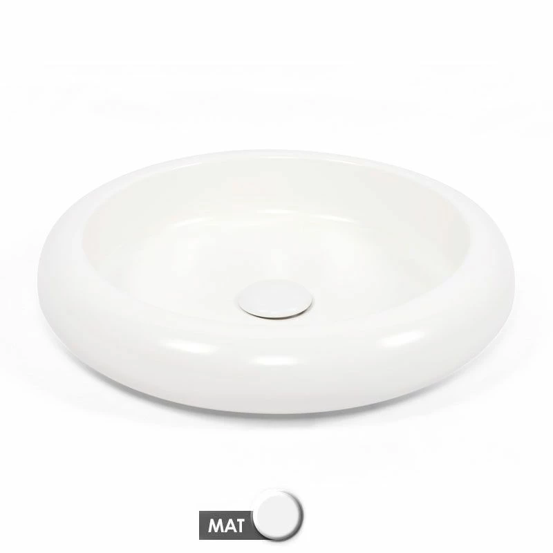 Vasque à Poser Ø42 Cm Ronde, Céramique, Blanc Mat, Made In France, Louise 6 Vasque à Poser Ø42 Cm Ronde, Céramique, Blanc Mat, Made In France, Louise – Image 4