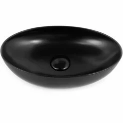 Vasque à Poser 52 X 31 Cm Ovale, Céramique, Noir Mat, Made In France, Desvres -Produits De Salle De Bain Soldes 2024 vasque a poser ovale 52 x 31 cm ceramique noir mat made in france desvres 2