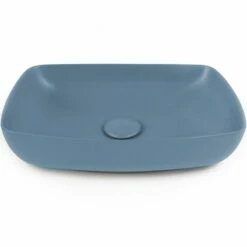 Vasque à Poser 58 X 41 Cm Rectangulaire, Céramique, Bleu Mat, Made In France, Desvres -Produits De Salle De Bain Soldes 2024 vasque a poser rectangulaire 542 x 386 cm ceramique bleu mat made in france desvres 2