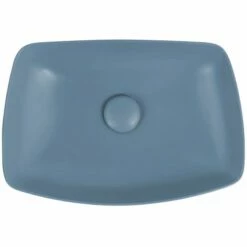 Vasque à Poser 58 X 41 Cm Rectangulaire, Céramique, Bleu Mat, Made In France, Desvres -Produits De Salle De Bain Soldes 2024 vasque a poser rectangulaire 542 x 386 cm ceramique bleu mat made in france desvres 3