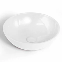 Vasque à Poser Ø47,5 Cm Ronde, Céramique, Blanc Brillant, Made In France, Desvres