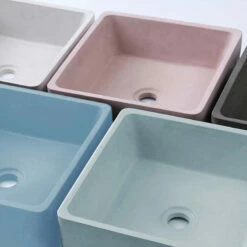 Vasque Béton, 38x38 cm, Bleu Ciel, Cube -Produits De Salle De Bain Soldes 2024 vasque beton 38x38 cm bleu ciel cube 3