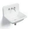 Lavabo En Fonte 61x51 Cm, Avec Dosseret, Blanc, School + Robinet Mélangeur Cross II Inox Brossé Inclus -Produits De Salle De Bain Soldes 2024 vasque en fonte avec dosseret blanc school robinet melangeur cross ii inox brosse inclus