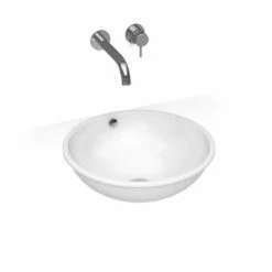 Vasque à Encastrer Par Dessous Ø43 Cm Ronde Céramique, Asako -Produits De Salle De Bain Soldes 2024 vasque encastrable amiri 40x40 cm 4